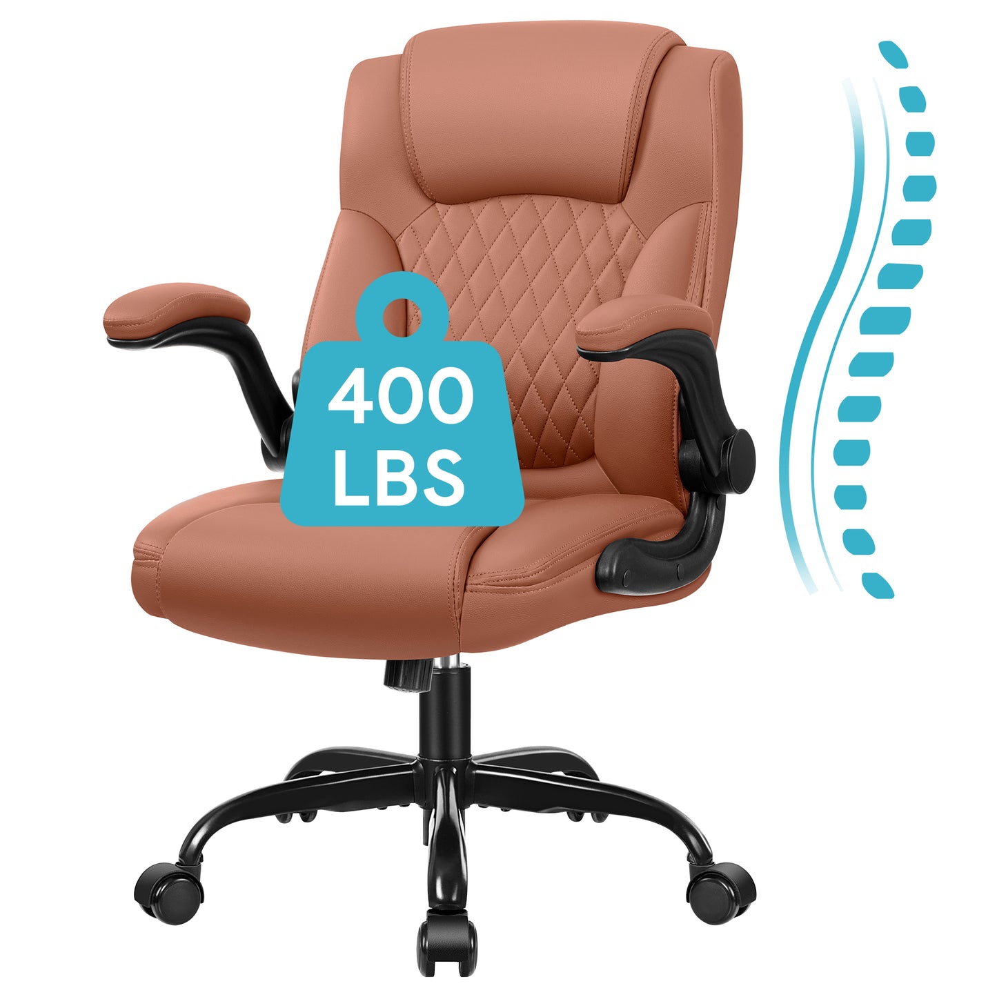 CoolHut Leather Office Chair, Big and Tall Office Chair 400LBS Wide Seat Ergonomic Computer Desk Chair High Back Executive Leather Chair Adjustable Task Chair Lumbar Back with 8-Year Warranty