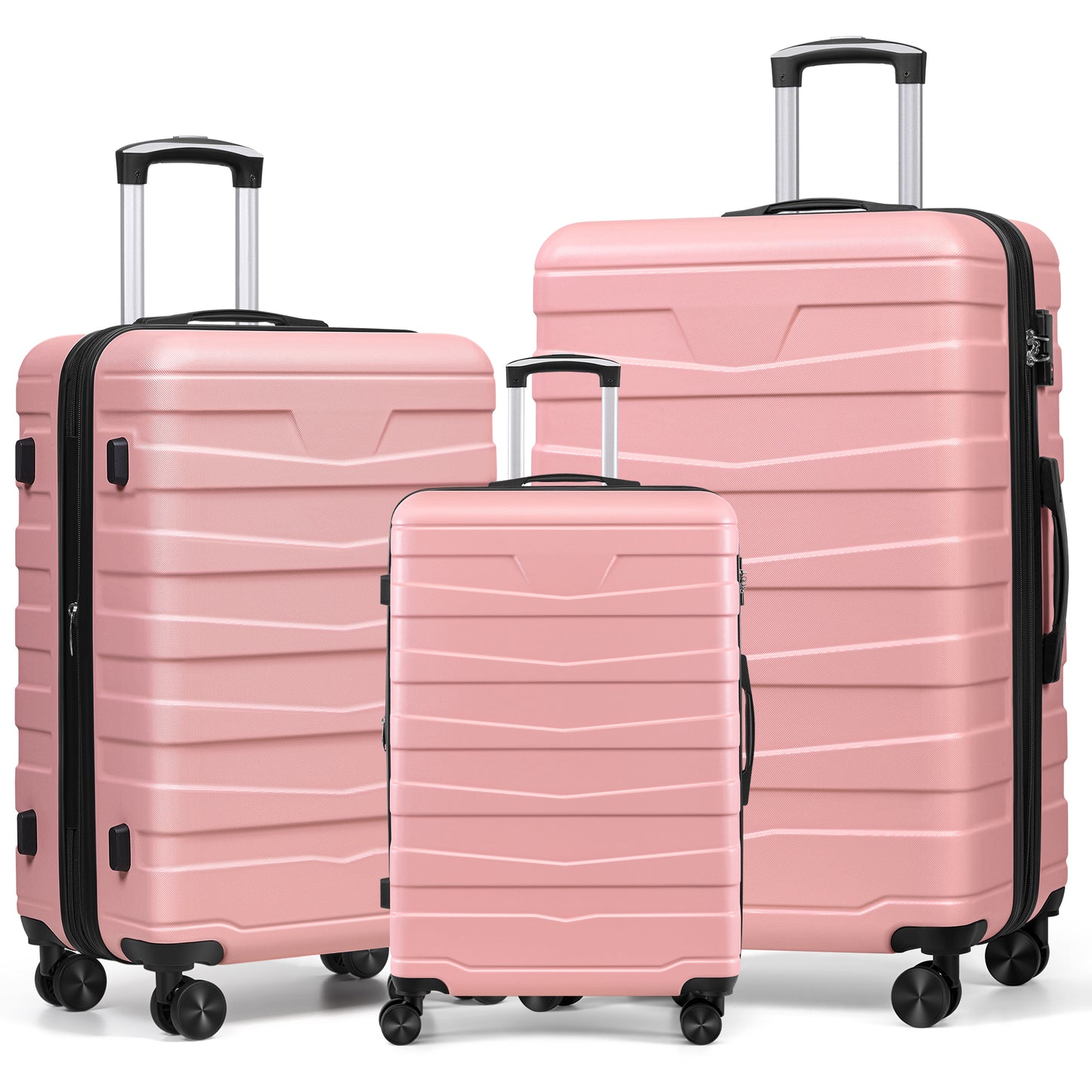 AZMFUN 3PCS Luggage Sets,PC+ABS Hardside Lightweight Suitcase with Silent Universal Wheels