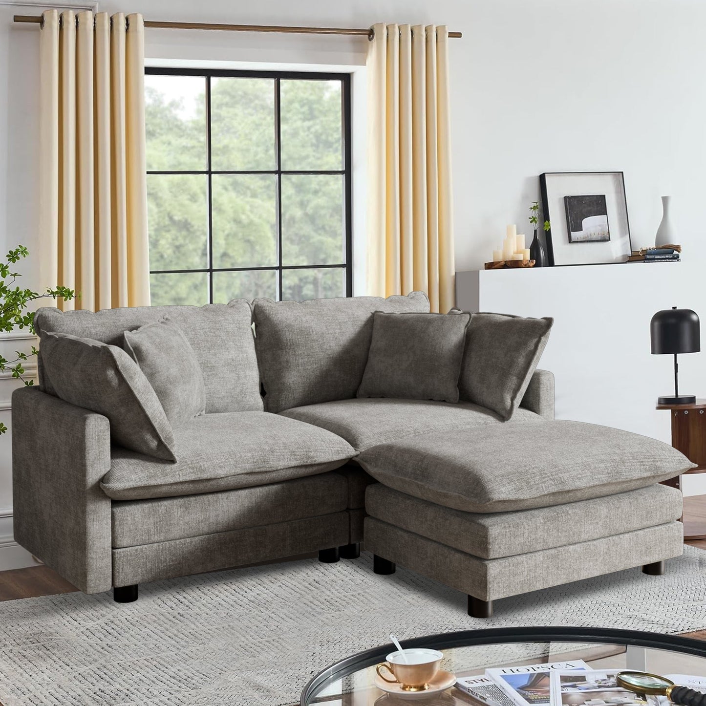 CoolHut Modular Sectional Sofa Couch, Comfy 3 Seats Sofa Sectional Couch for Living Room