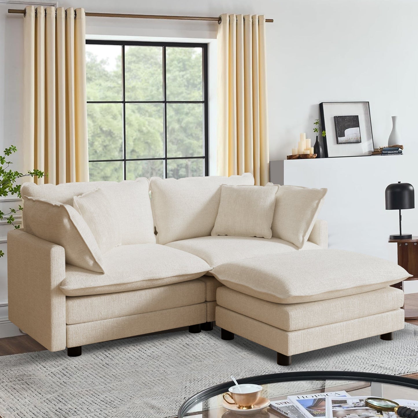 CoolHut Modular Sectional Sofa Couch, Comfy 3 Seats Sofa Sectional Couch for Living Room