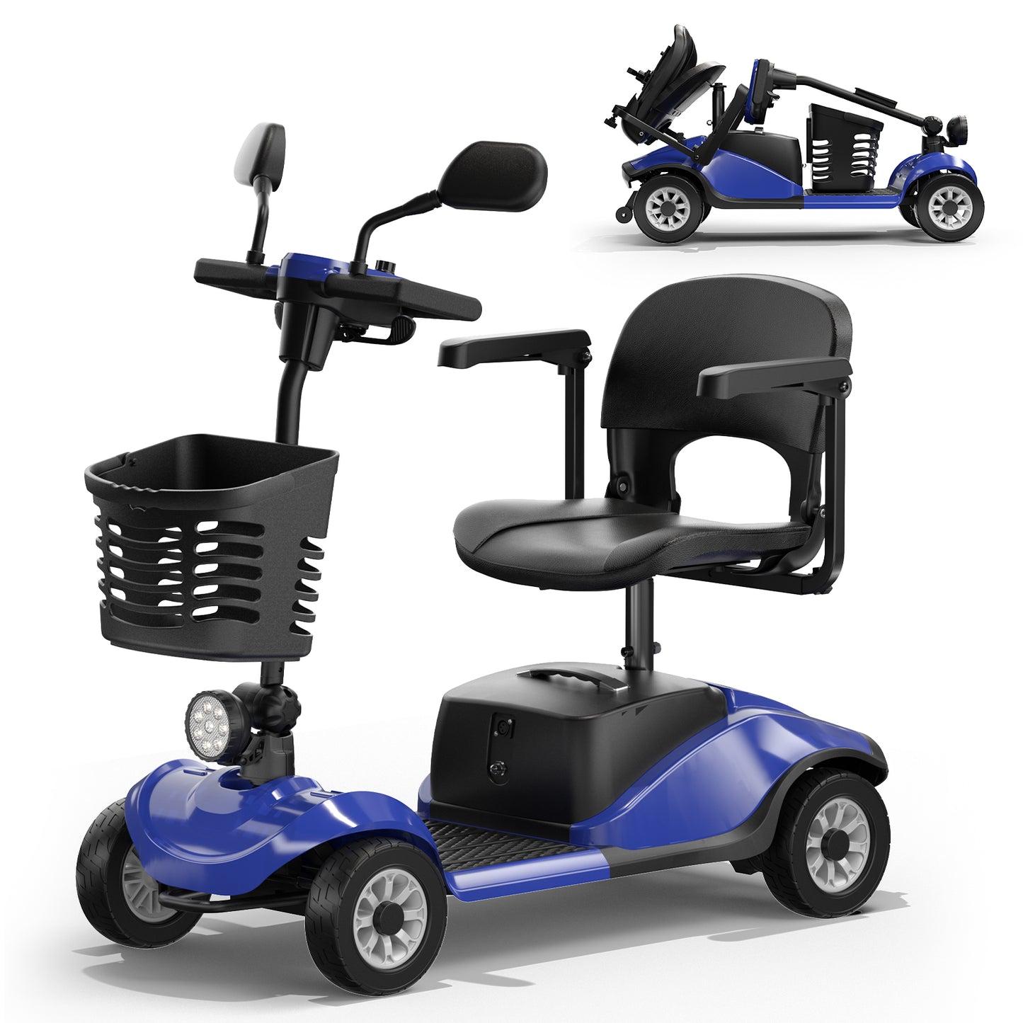 COOLHUT Upgrade 4 Wheels Mobility Scooter for Seniors & Adults -15+ Miles Range, Electric Folding Wheelchair Device for Travel