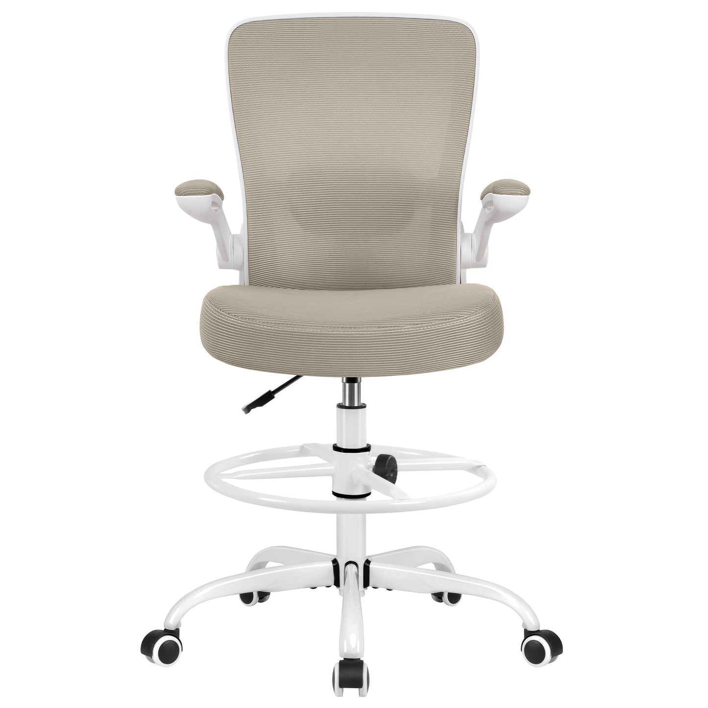 COOLHUT Drafting Chair Tall Office Chair with Flip-up Armrests Executive Ergonomic Computer Standing Desk Chair with Lumbar Support and Adjustable Footrest Ring