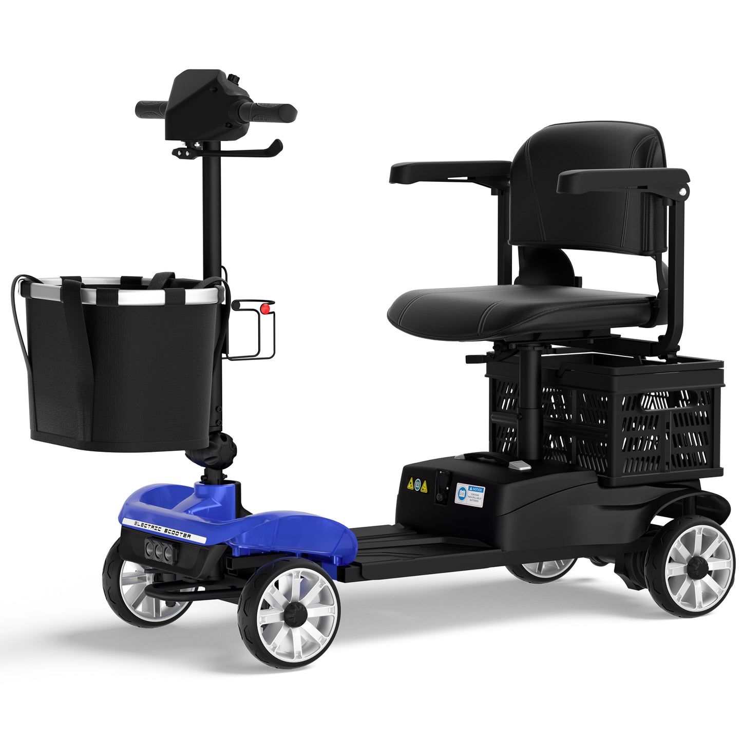 COOLHUT Upgrade 4 Wheels Mobility Scooter for Seniors with Removable Battery, 25+ Mile Range Foldable Electric Powered Mobility Wheelchair Device with Foldable Back Baskets, Fits in Car Trunk