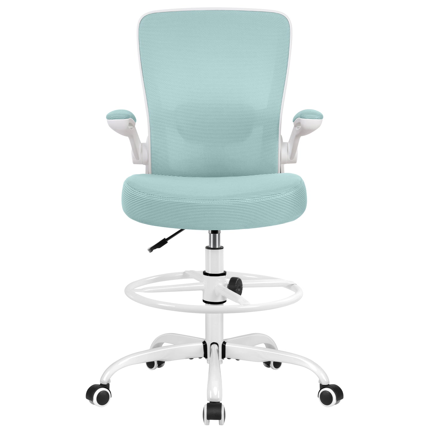 COOLHUT Drafting Chair Tall Office Chair with Flip-up Armrests Executive Ergonomic Computer Standing Desk Chair with Lumbar Support and Adjustable Footrest Ring