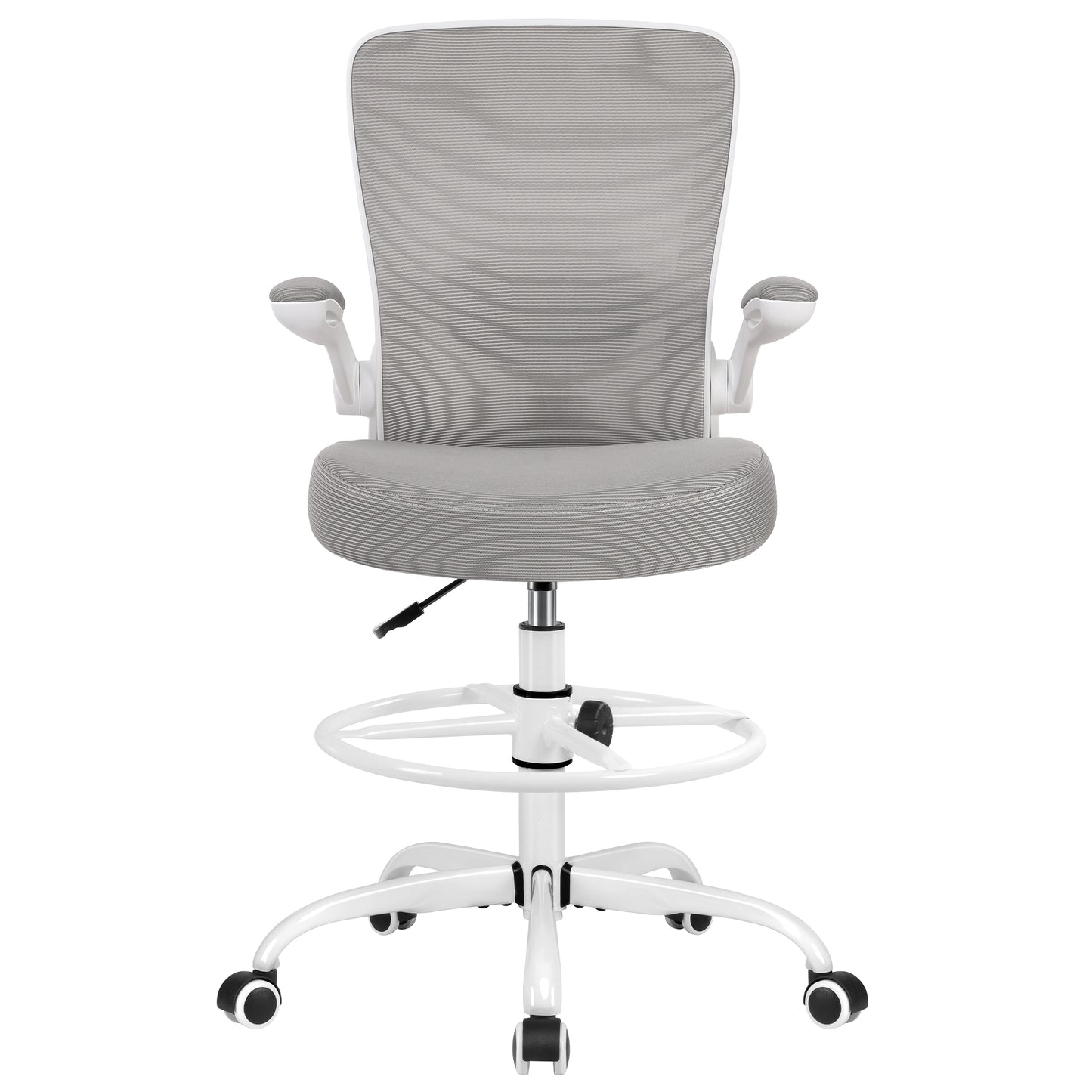 COOLHUT Drafting Chair Tall Office Chair with Flip-up Armrests Executive Ergonomic Computer Standing Desk Chair with Lumbar Support and Adjustable Footrest Ring