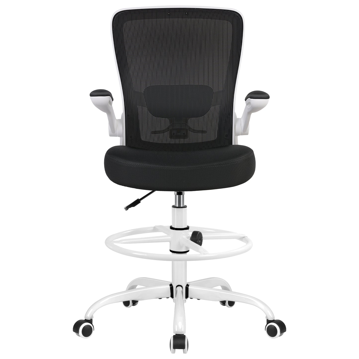 COOLHUT Drafting Chair Tall Office Chair with Flip-up Armrests Executive Ergonomic Computer Standing Desk Chair with Lumbar Support and Adjustable Footrest Ring