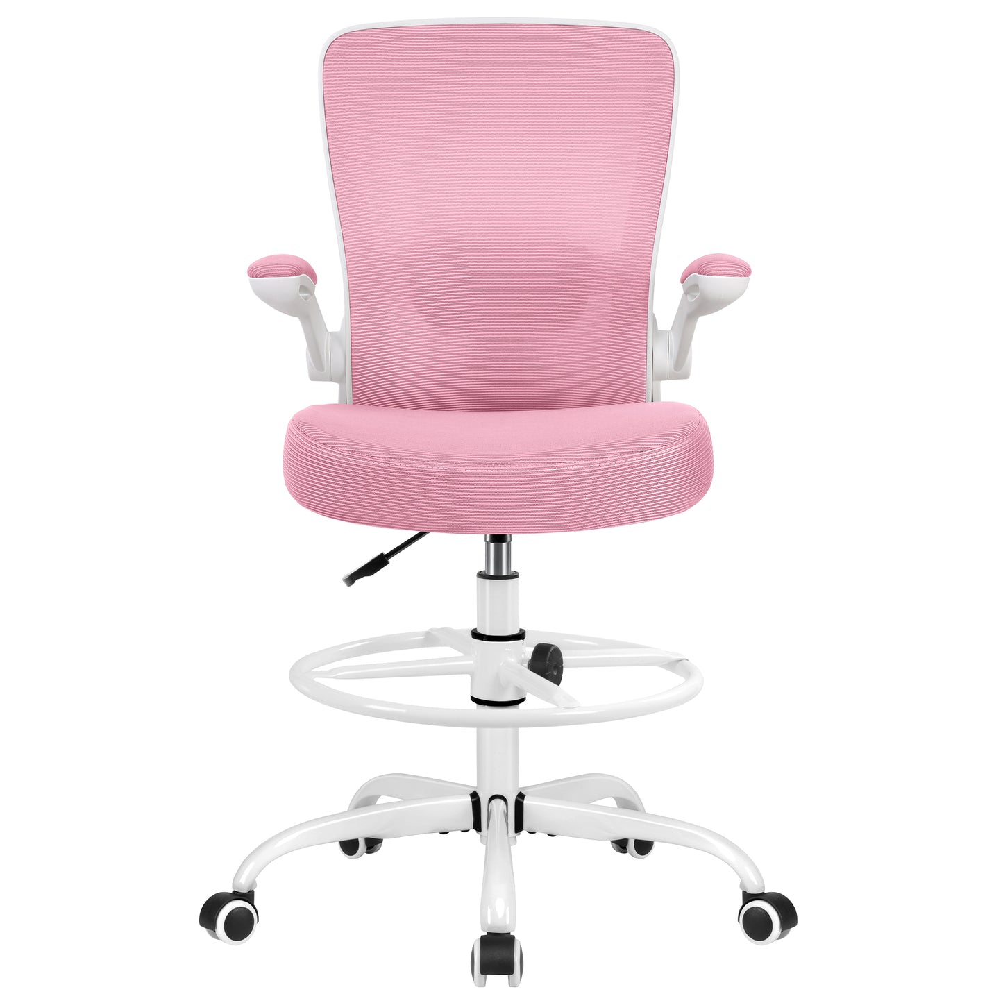 COOLHUT Drafting Chair Tall Office Chair with Flip-up Armrests Executive Ergonomic Computer Standing Desk Chair with Lumbar Support and Adjustable Footrest Ring