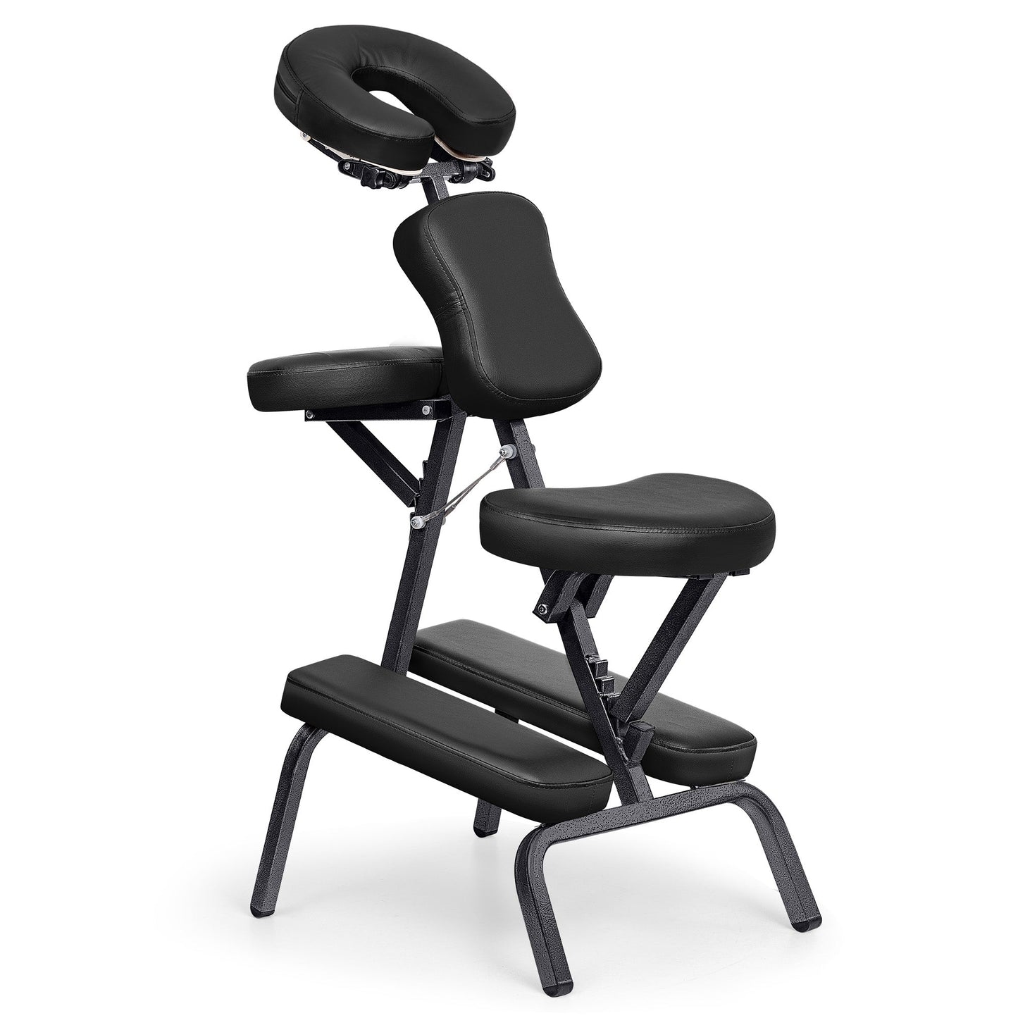 Folding Adjustable Tattoo Spa Chair, Portable Adjustable Massage Chair, Salon PU Leather Pad Travel Massage Seat W/Carrying Case