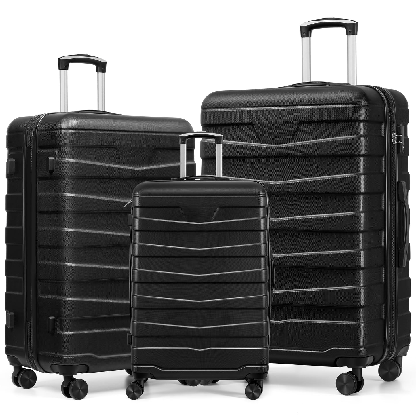 AZMFUN 3PCS Luggage Sets,PC+ABS Hardside Lightweight Suitcase with Silent Universal Wheels