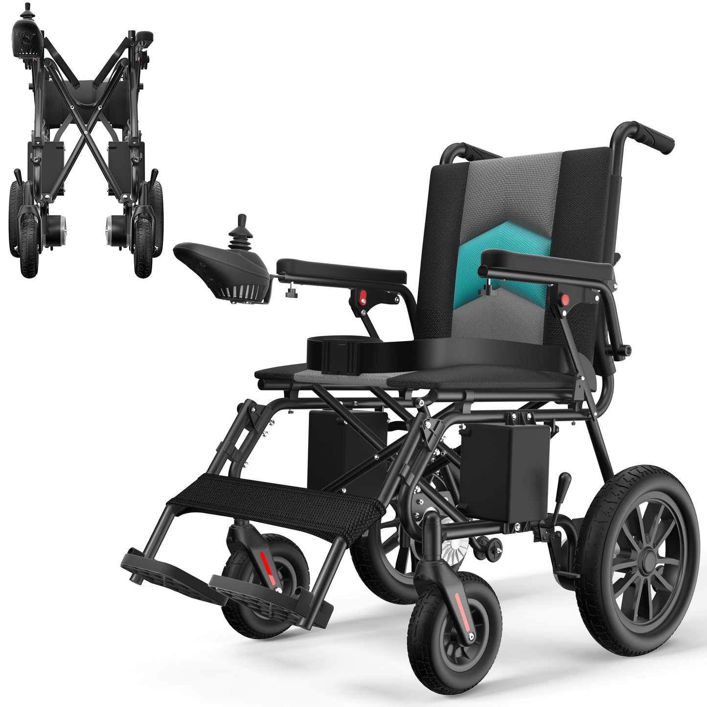 CoolHut Electric Wheelchair 20+ miles Range All Terrain, Portable Motorized Wheelchair for Seniors, Lightweight Foldable Electric Wheelchair, 5 years warranty, 500W Dual Motors Powerful