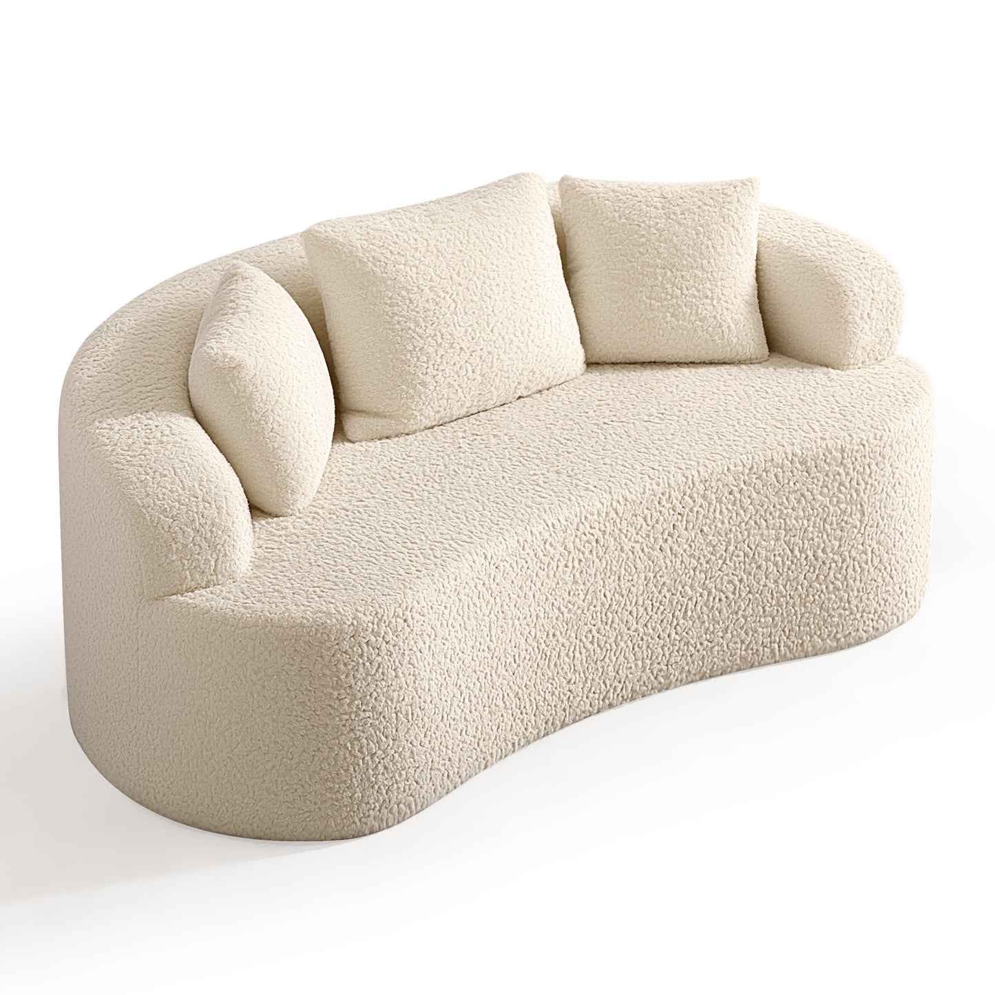 COOLHUT 65" Sofa, High Density Sponges Sofa Couch for Living Room, Modern Comfy Floor Sofa with Teddy Fabric, Couch for Small Space, Bedroom, Apartment, Home Office