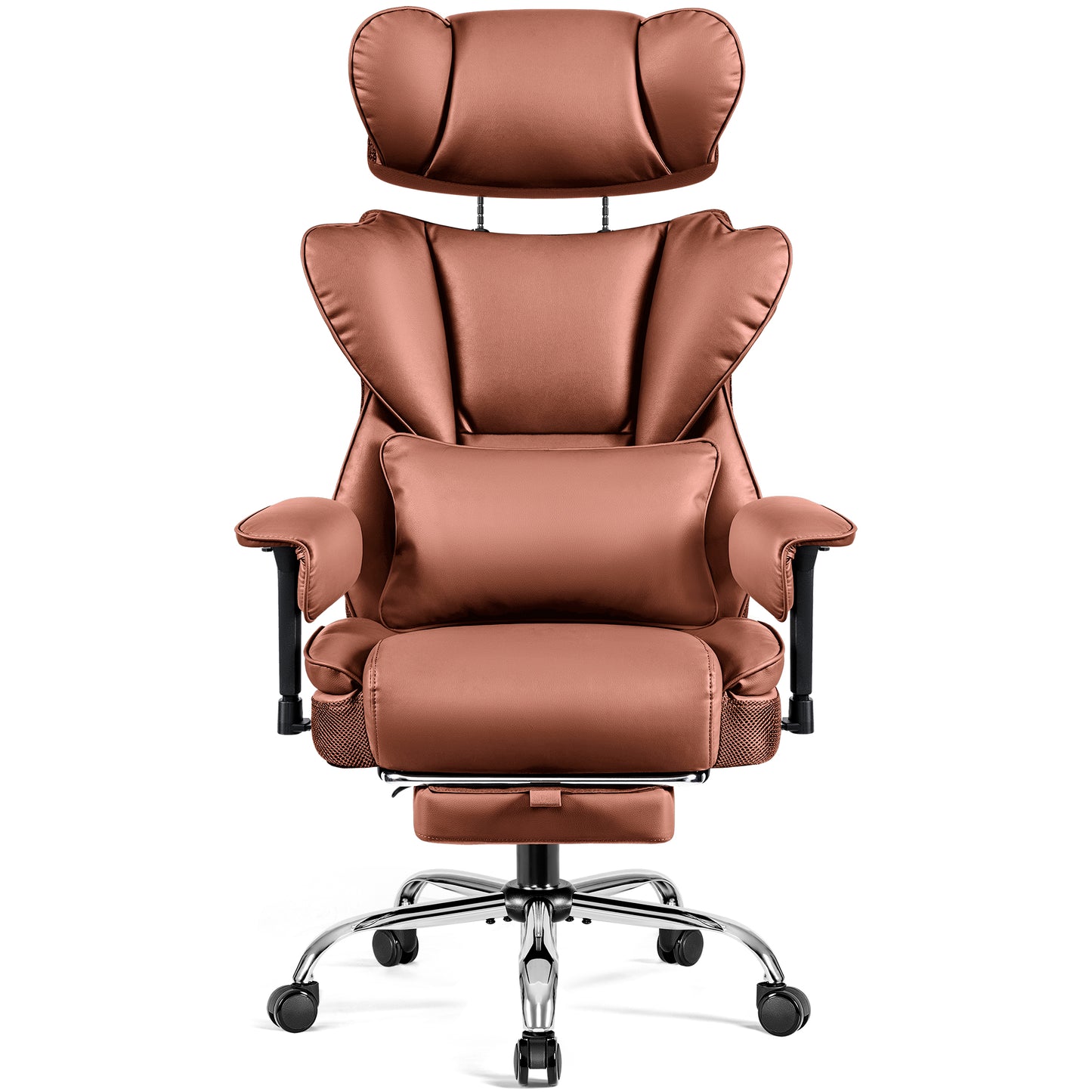 COOLHUT Big and Tall Leather Office Chair with Adjustable Headrest, Executive Computer Desk Chair with 3D Adjustable Padded Armrest, Ergonomic Office Chair with Thick Cushion & Lumbar Support