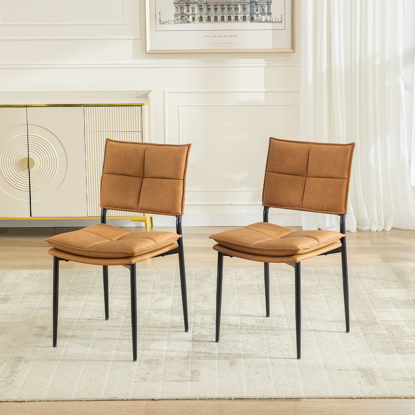 COOLHUT Dining Chair Set of 2, Upholstered Side Chairs wiht Sofa Cushion for Family Dining Room or Restaurant Suede,