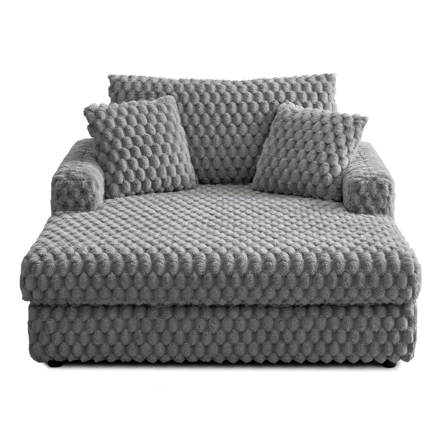 AZMFUN Oversized Chaise Lounge Chair Indoor,Modern Deep Seat Sofa,53"W Upholstered Corduroy Sofa with 3 Pillows
