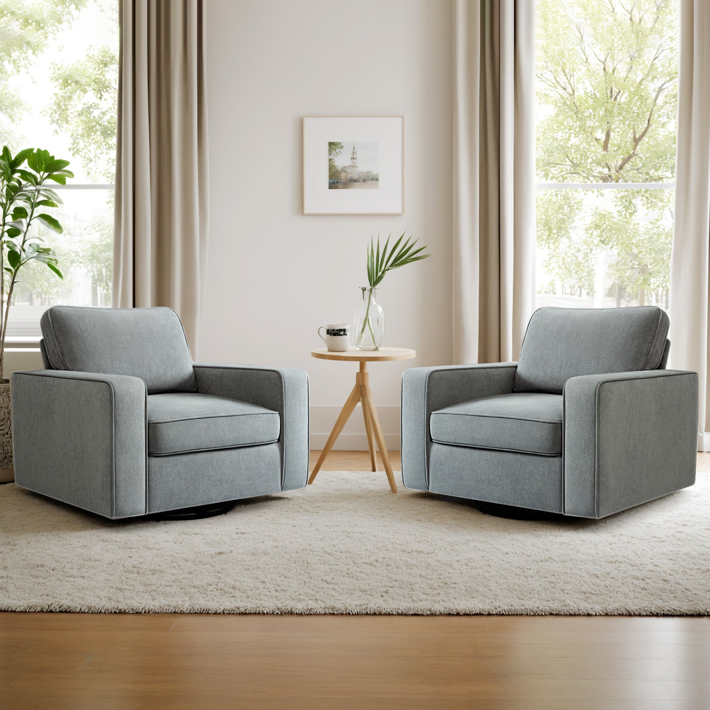 COOLHUT 360° Swivel Accent Chair Set of 1, 36.2" Wide Accent Chair Armchair,Comfy Upholstered Single Sofa Chair for Living Room and Bedroom