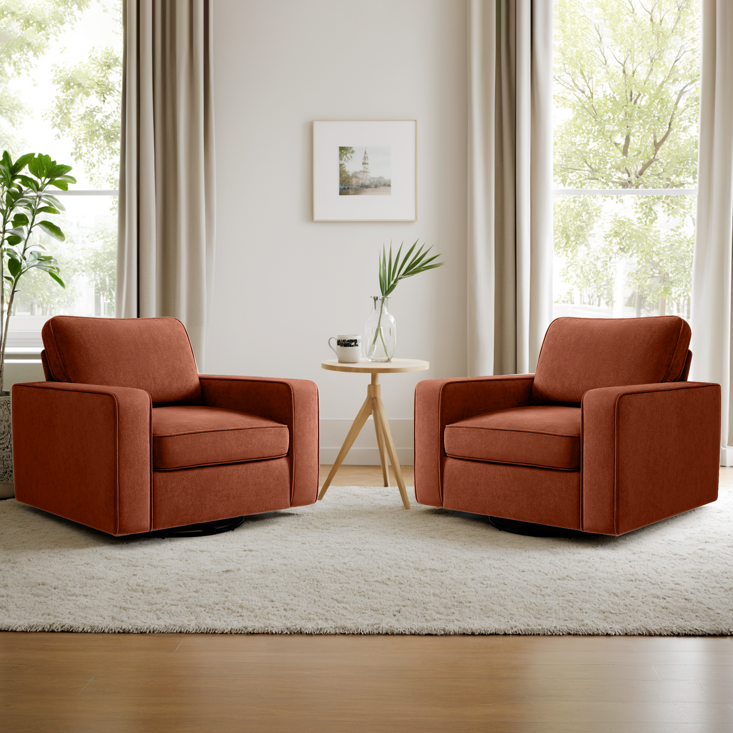 COOLHUT 360° Swivel Accent Chair Set of 1, 36.2" Wide Accent Chair Armchair,Comfy Upholstered Single Sofa Chair for Living Room and Bedroom