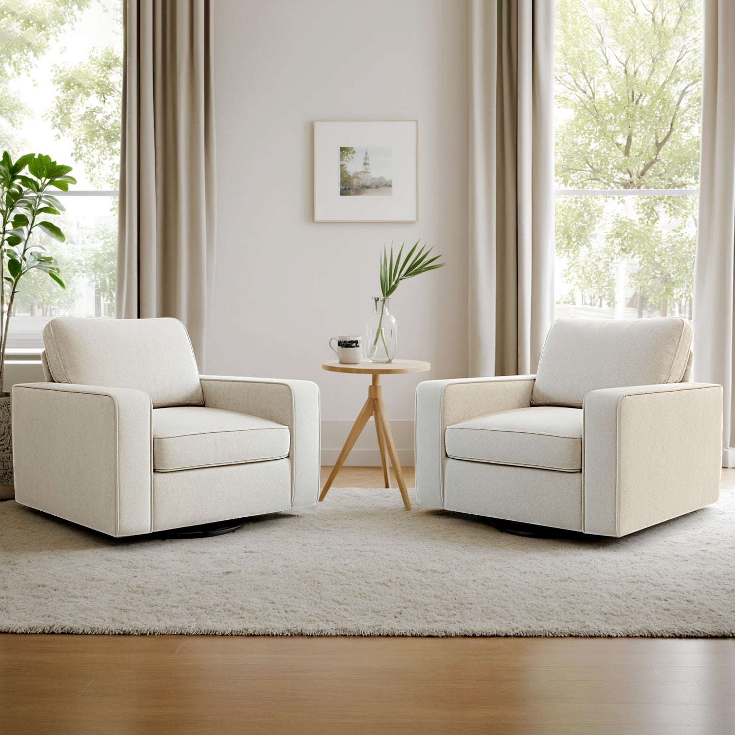 COOLHUT 360° Swivel Accent Chair Set of 1, 36.2" Wide Accent Chair Armchair,Comfy Upholstered Single Sofa Chair for Living Room and Bedroom
