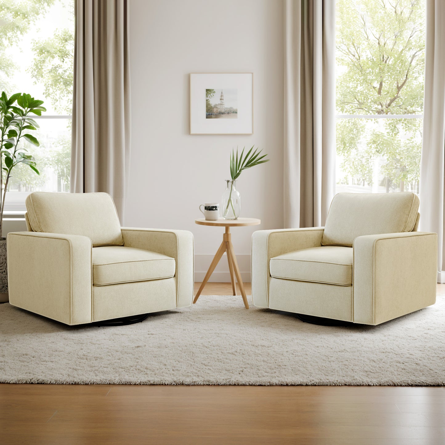 COOLHUT 360° Swivel Accent Chair Set of 1, 36.2" Wide Accent Chair Armchair,Comfy Upholstered Single Sofa Chair for Living Room and Bedroom