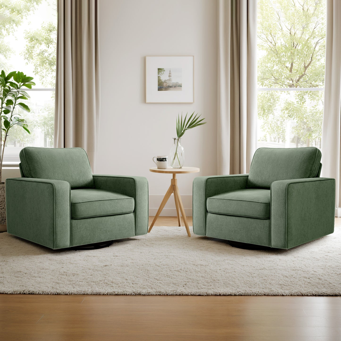 COOLHUT 360° Swivel Accent Chair Set of 1, 36.2" Wide Accent Chair Armchair,Comfy Upholstered Single Sofa Chair for Living Room and Bedroom
