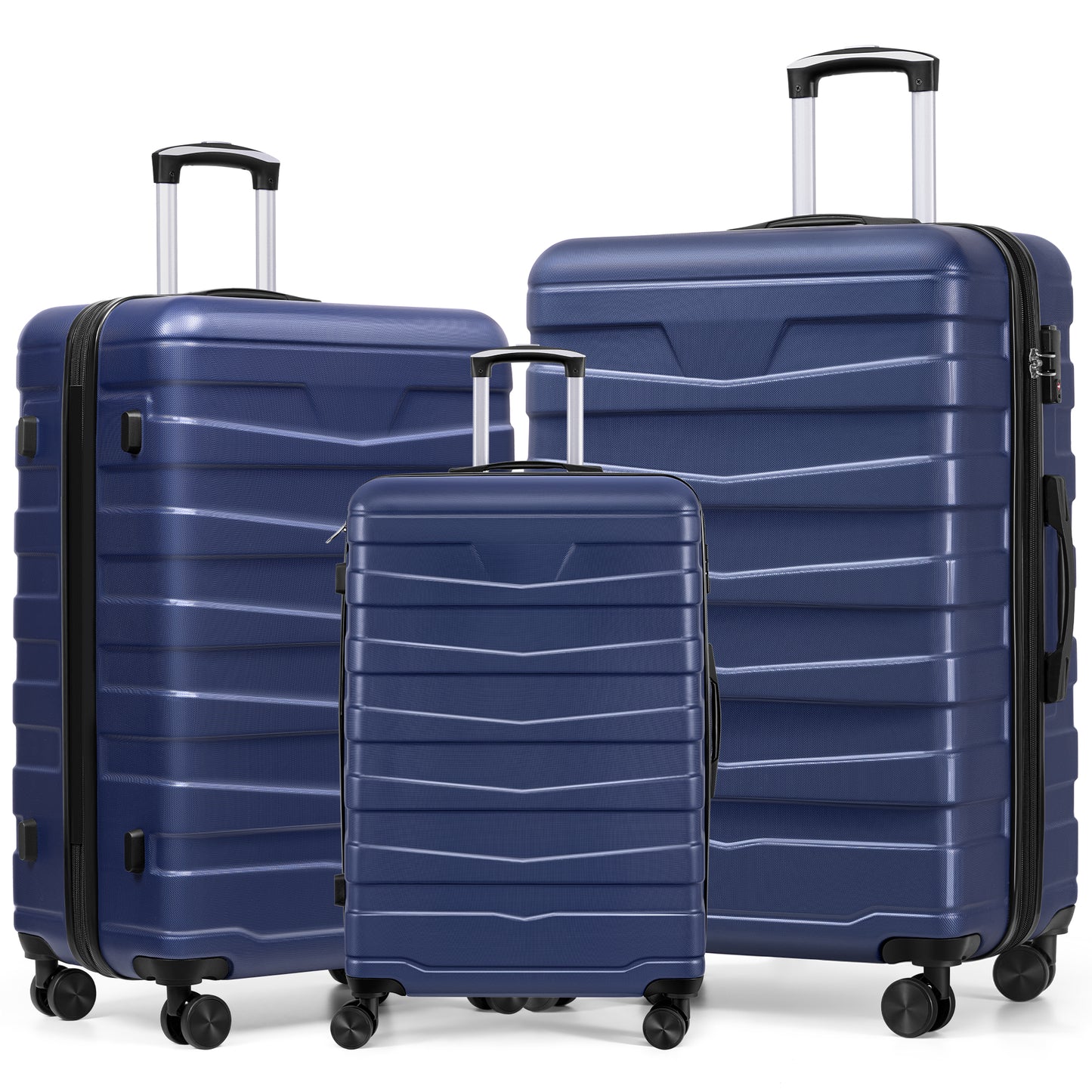 AZMFUN 3PCS Luggage Sets,PC+ABS Hardside Lightweight Suitcase with Silent Universal Wheels