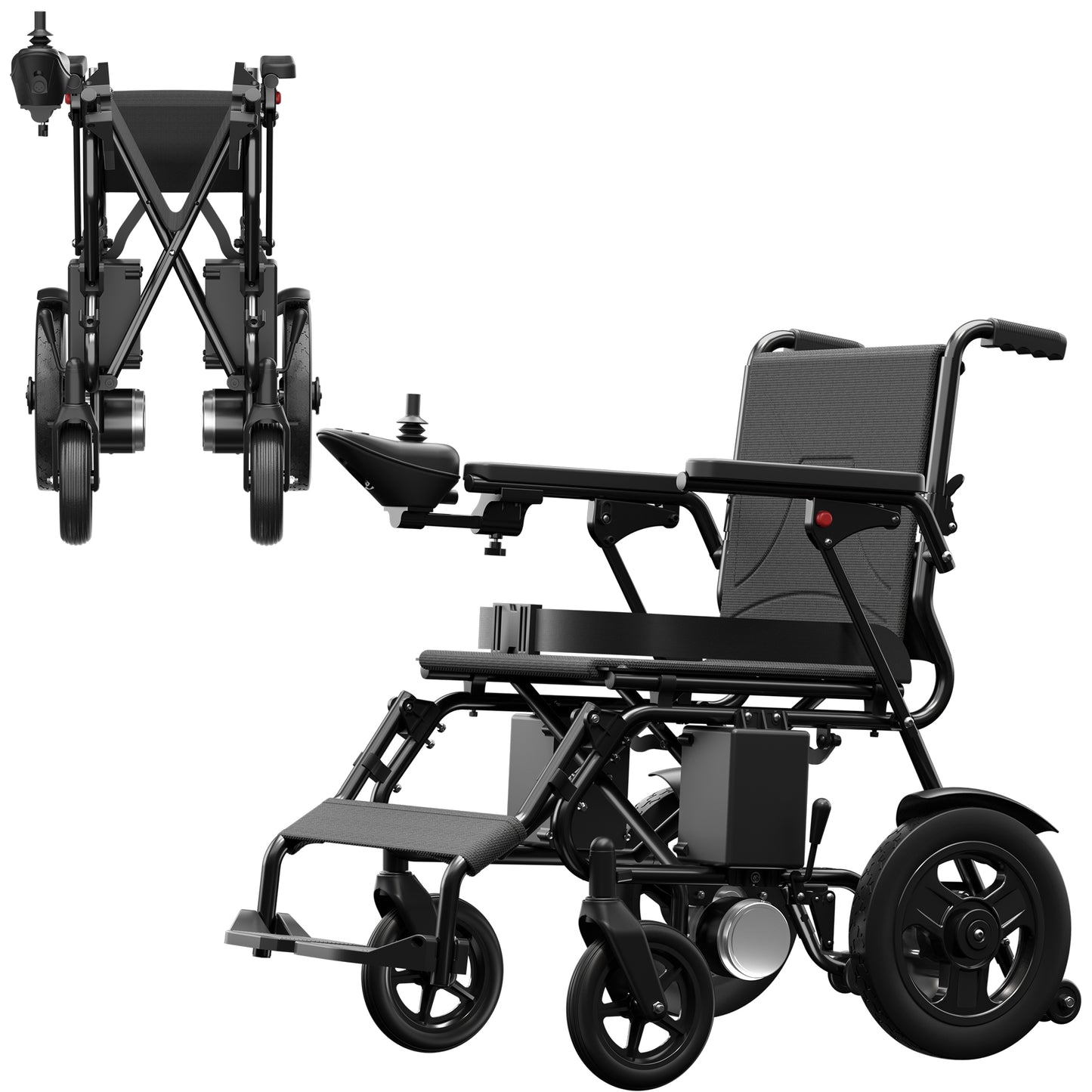 AZMFUN Elderly Friendly Folding Power Wheelchair, Long Mile Range, Portable Power Wheelchair with Joystick