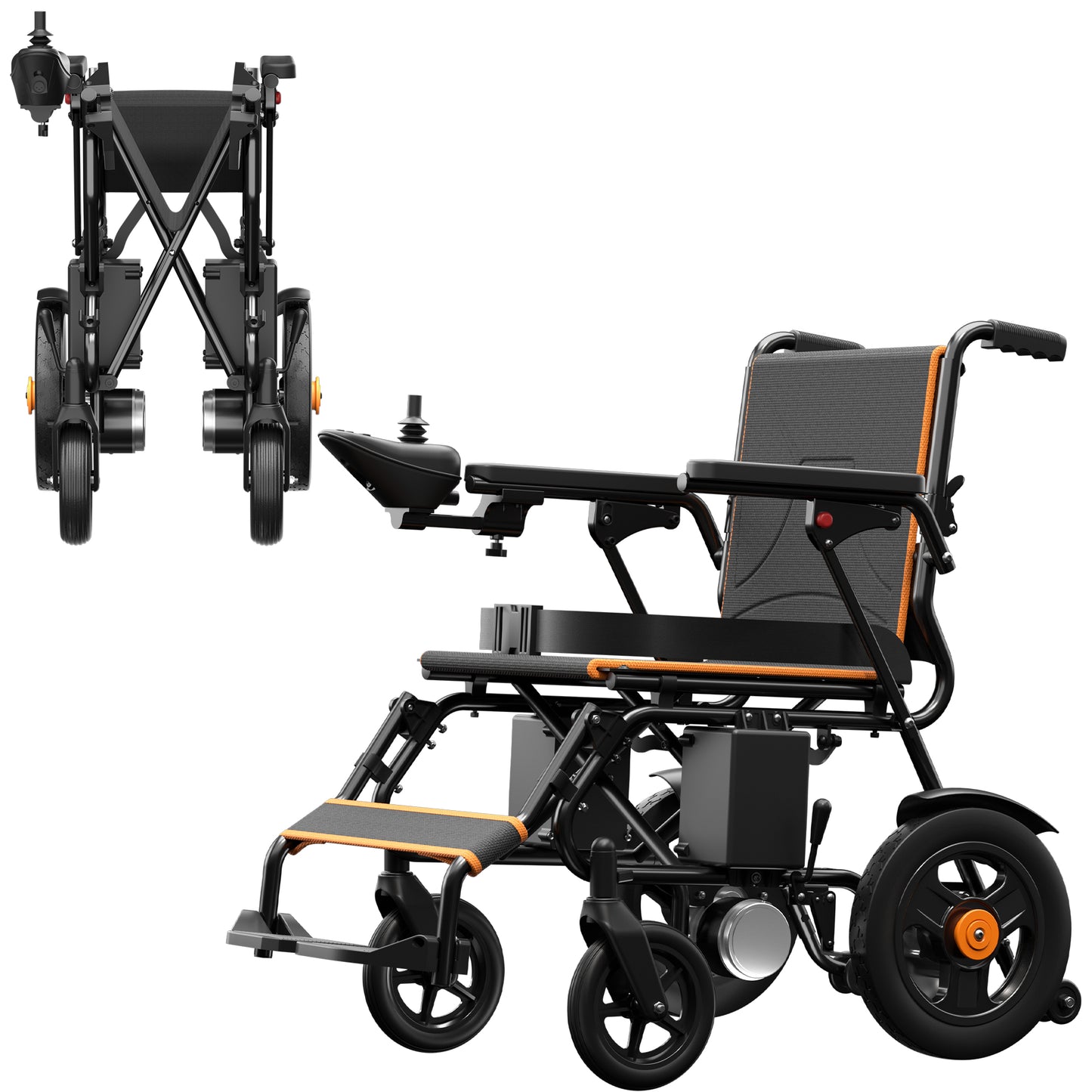 AZMFUN Elderly Friendly Folding Power Wheelchair, Long Mile Range, Portable Power Wheelchair with Joystick