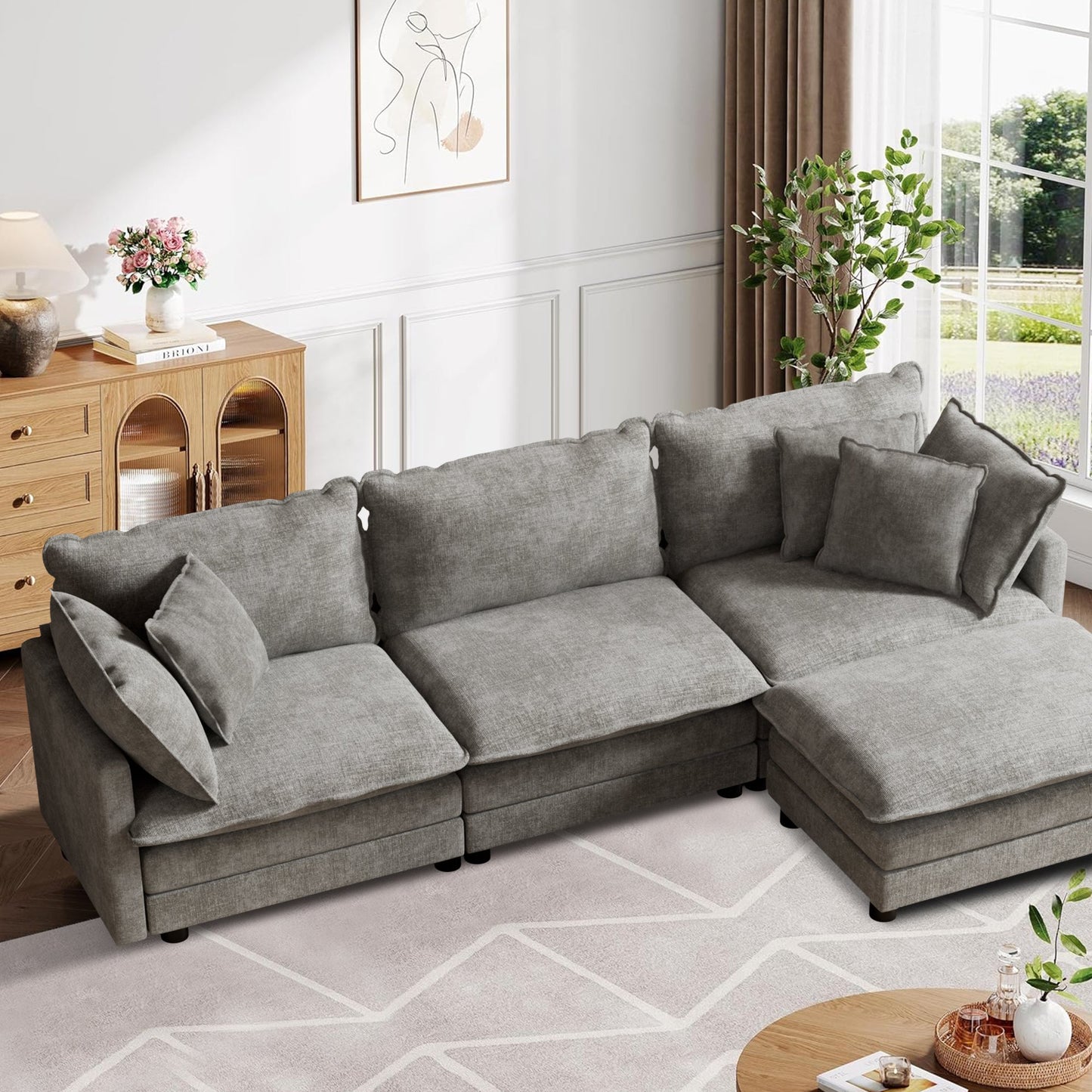CoolHut Modular Sectional Sofa Couch, Comfy 3 Seats Sofa Sectional Couch for Living Room