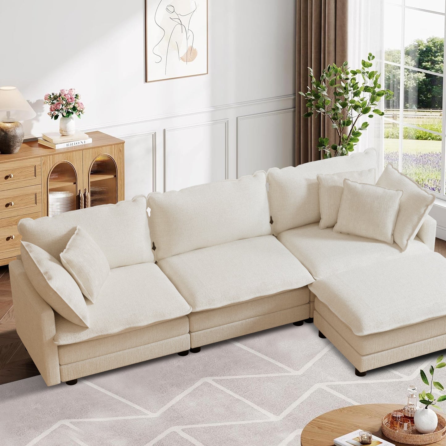 CoolHut Modular Sectional Sofa Couch, Comfy 3 Seats Sofa Sectional Couch for Living Room