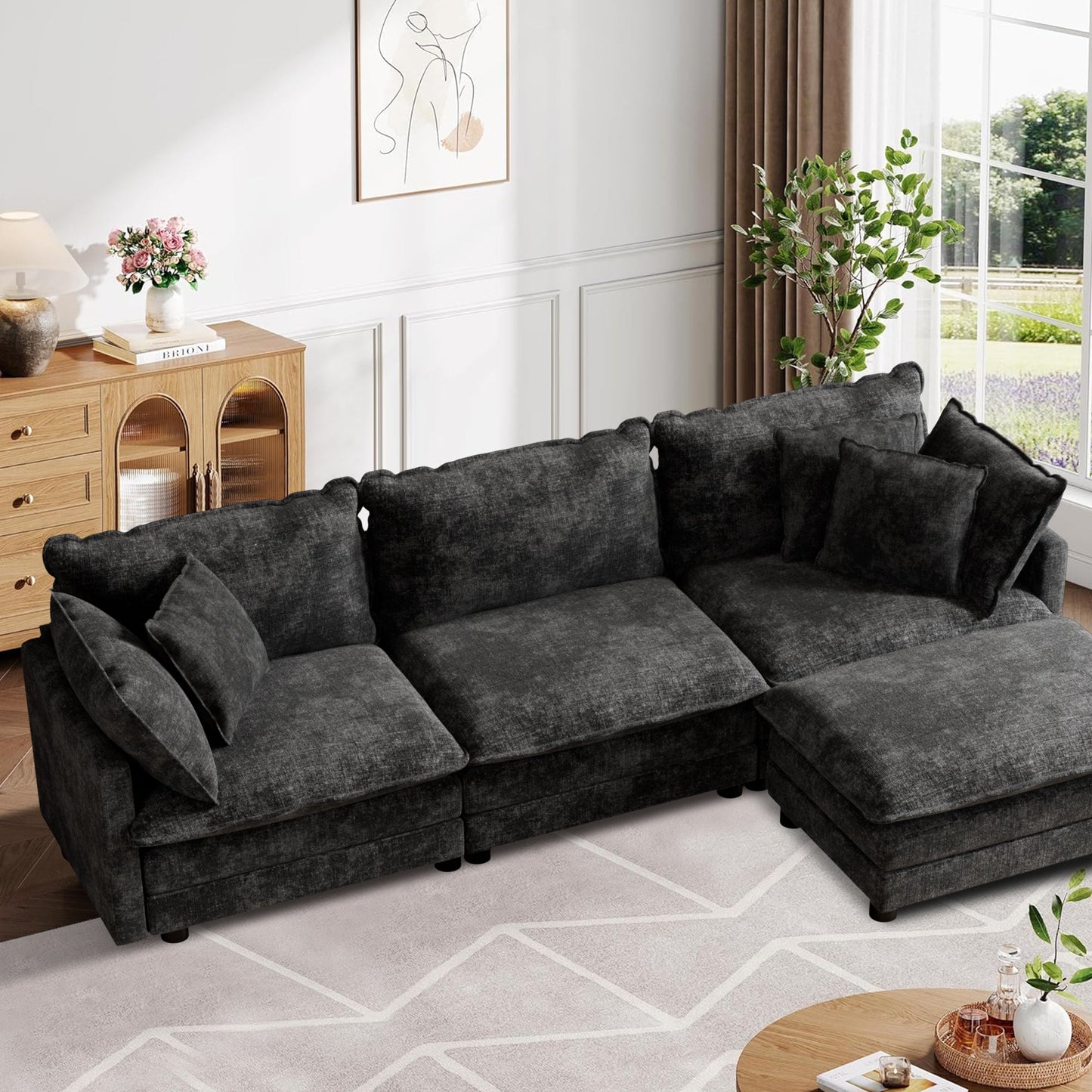 CoolHut Modular Sectional Sofa Couch, Comfy 3 Seats Sofa Sectional Couch for Living Room