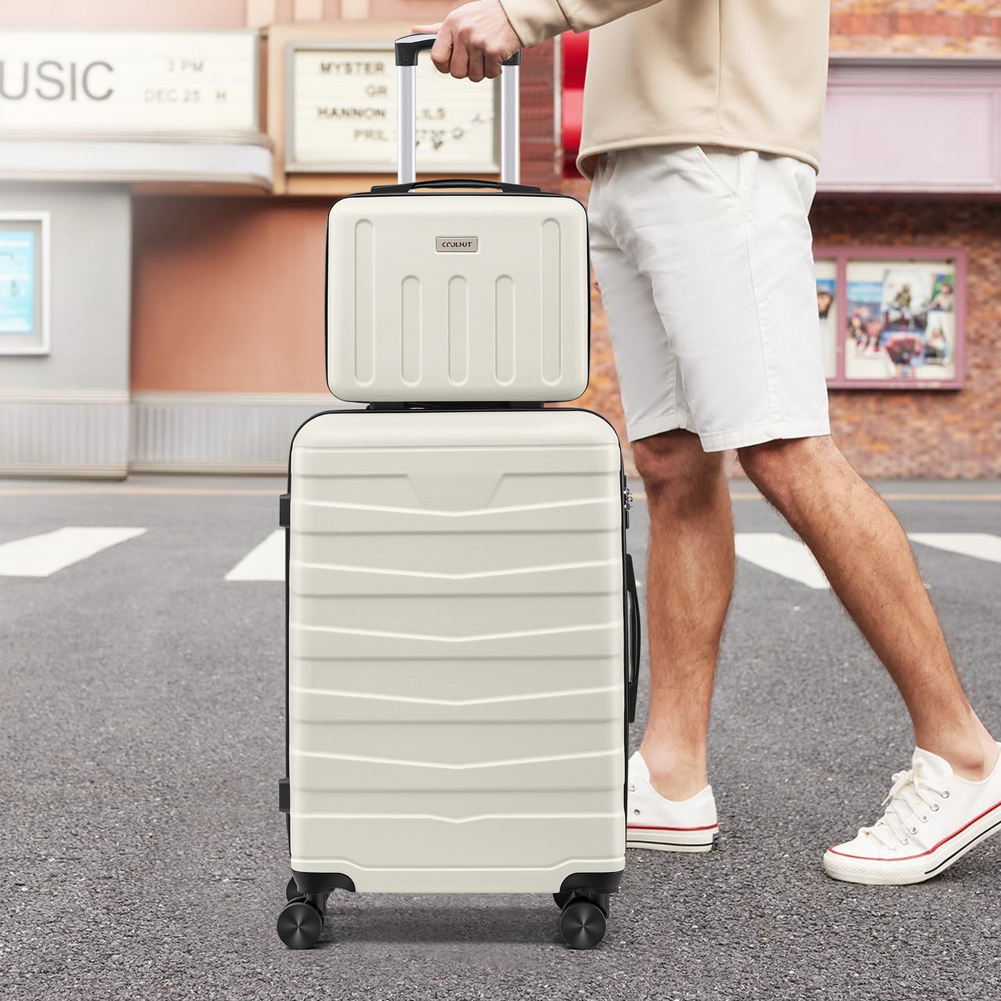 AZMFUN Carry On Luggage, Lightweight ABS+PC Hard Case Suitcase With 360° Rotating Silent Wheel