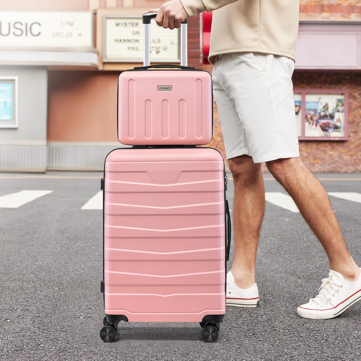 AZMFUN Carry On Luggage, Lightweight ABS+PC Hard Case Suitcase With 360° Rotating Silent Wheel