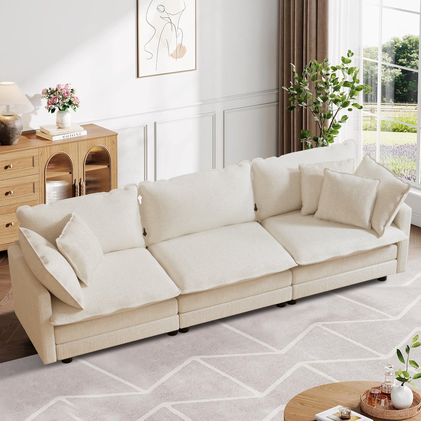 CoolHut Modular Sectional Sofa Couch, Comfy 3 Seats Sofa Sectional Couch for Living Room