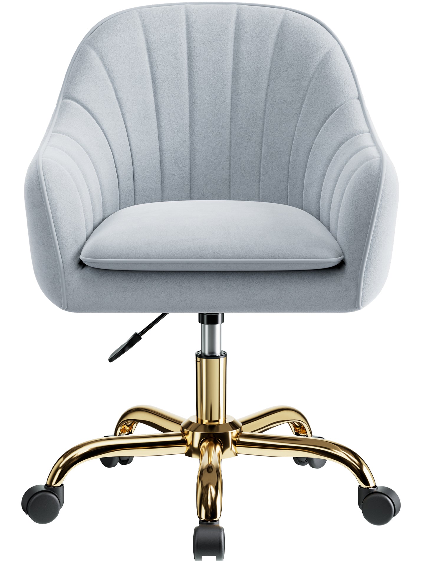 COOLHUT Office Desk Chair with Padded, Velvet Vanity Chair with Back and Wheels, Comfy Home Office Chiar with Gold Legs, Height Adjustable, Rolling Chair for Vanity Room, Makeup Room, Bedroom