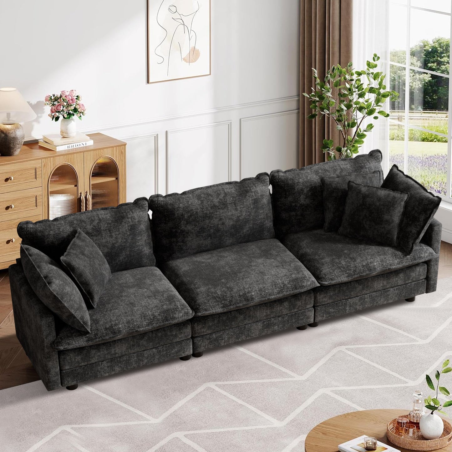 CoolHut Modular Sectional Sofa Couch, Comfy 3 Seats Sofa Sectional Couch for Living Room