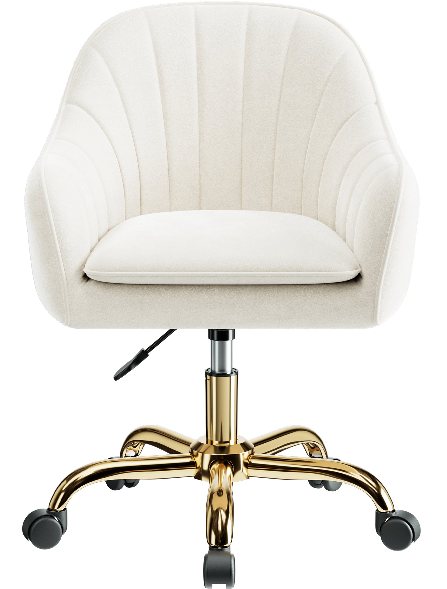 COOLHUT Office Desk Chair with Padded, Velvet Vanity Chair with Back and Wheels, Comfy Home Office Chiar with Gold Legs, Height Adjustable, Rolling Chair for Vanity Room, Makeup Room, Bedroom