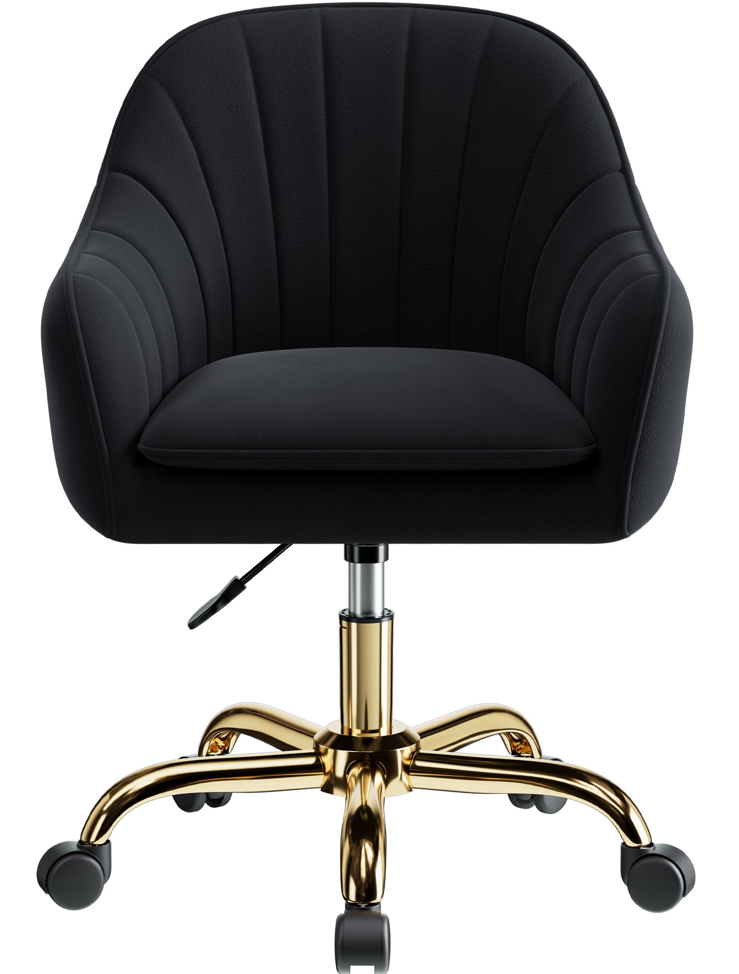 COOLHUT Office Desk Chair with Padded, Velvet Vanity Chair with Back and Wheels, Comfy Home Office Chiar with Gold Legs, Height Adjustable, Rolling Chair for Vanity Room, Makeup Room, Bedroom