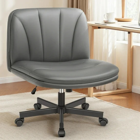 COOLHUT 26" W Criss Cross Chair with Wheels, Cross Legged Office Chair