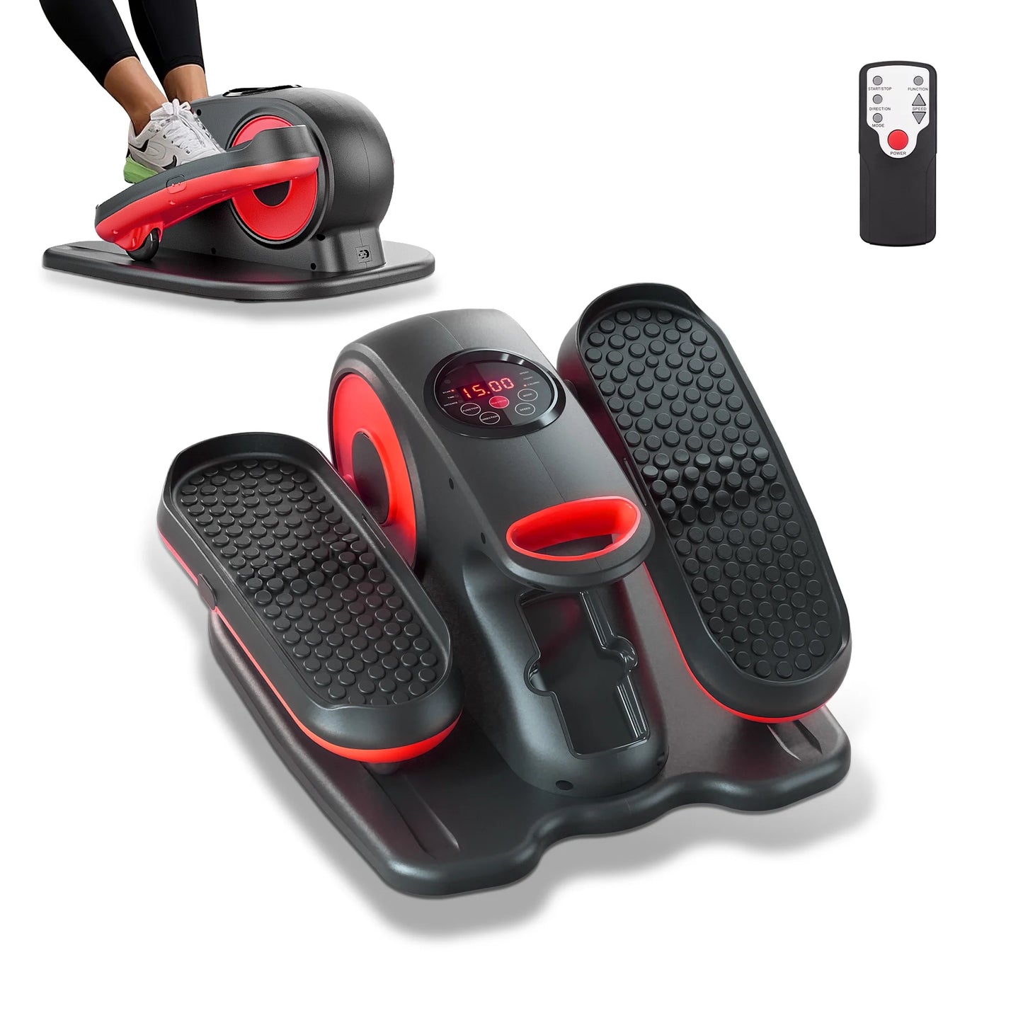 Under Desk Elliptical Machine, Ellipse Leg Exerciser for Seniors Fully Assembled, Quiet & Portable Electric Seated Pedal Exerciser with Remote Control & 12 Adjustable Speeds