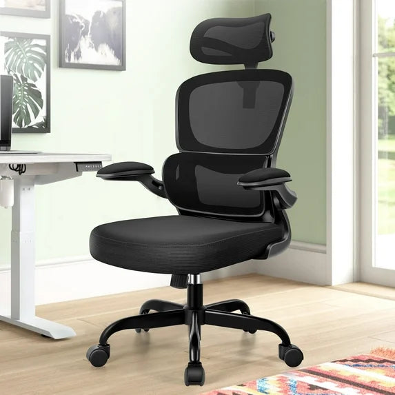COOLHUT Office Chair, Ergonomic Desk Chair with Lumbar Support and Adjustable Armrests, Breathable Mesh Mid Back Computer Chair, Reclining Task Chair for Home Office