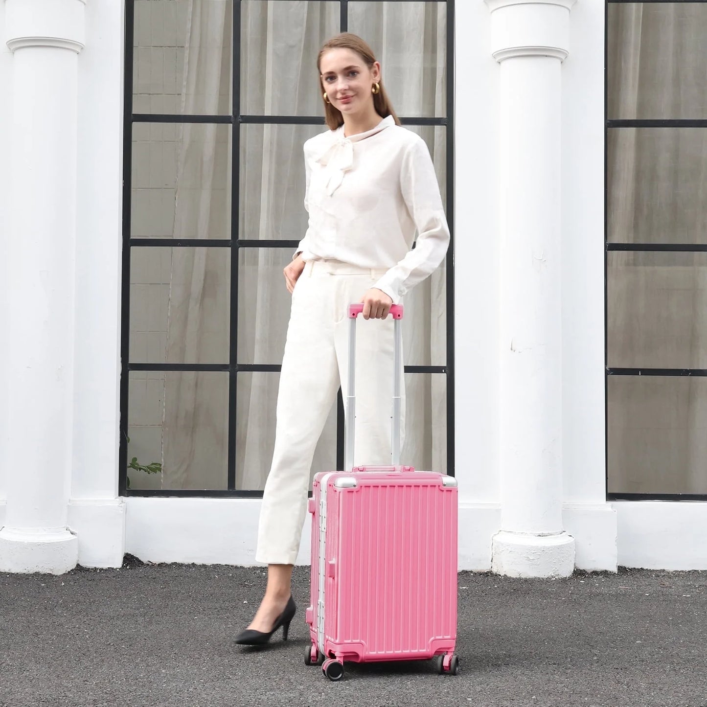 AZMFUN Carry On Luggage, Aluminium Frame, PC ABS Hard Shell, Suitcases with Wheels, TSA Lock, No Zipper, 20In