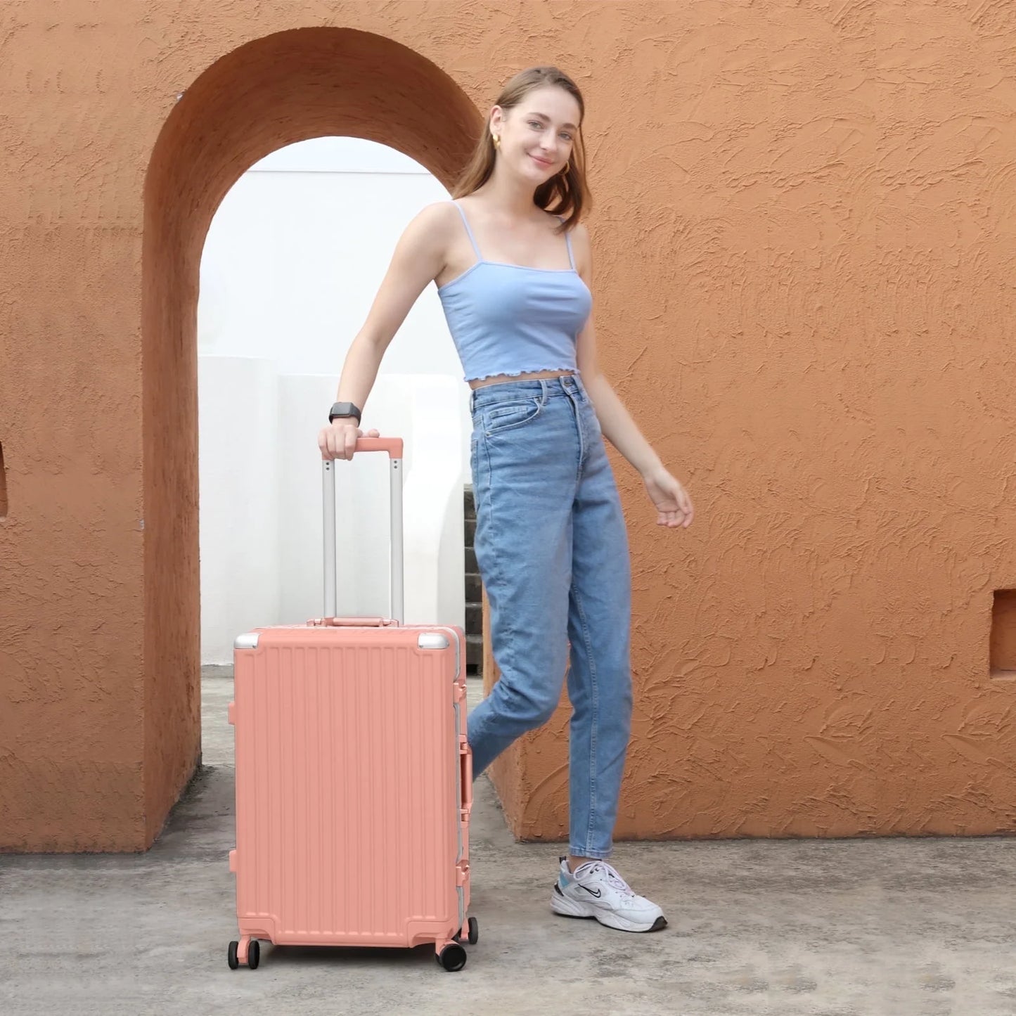 AZMFUN Carry On Luggage, Aluminium Frame, PC ABS Hard Shell, Suitcases with Wheels, TSA Lock, No Zipper, 20In