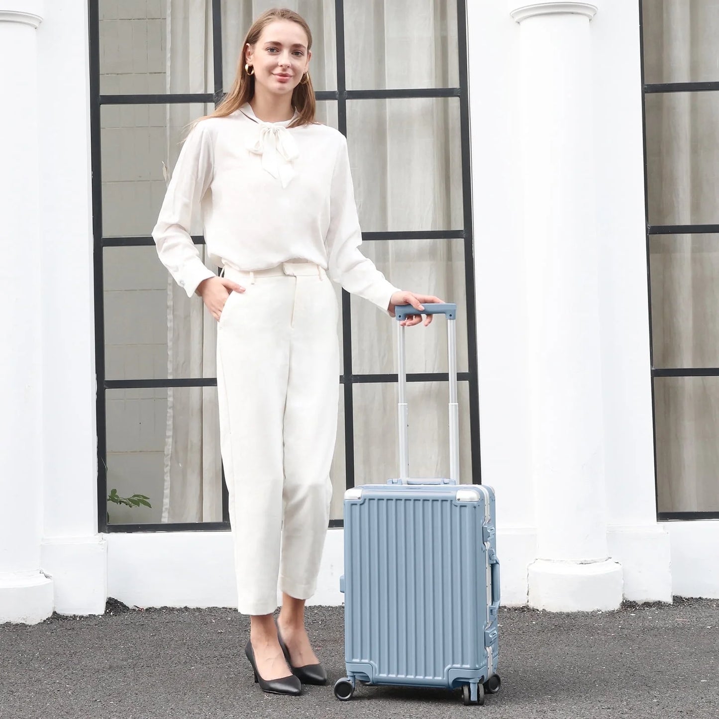 AZMFUN Carry On Luggage, Aluminium Frame, PC ABS Hard Shell, Suitcases with Wheels, TSA Lock, No Zipper, 20In