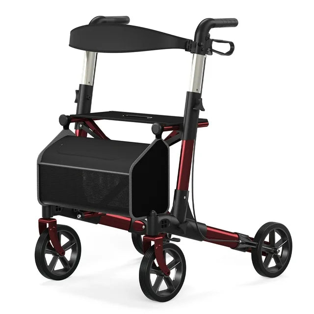COOLHUT Foldable Rollator Walker for Seniors, All-Terrain Rollator Walker with Soft Padded Seat and Backrest