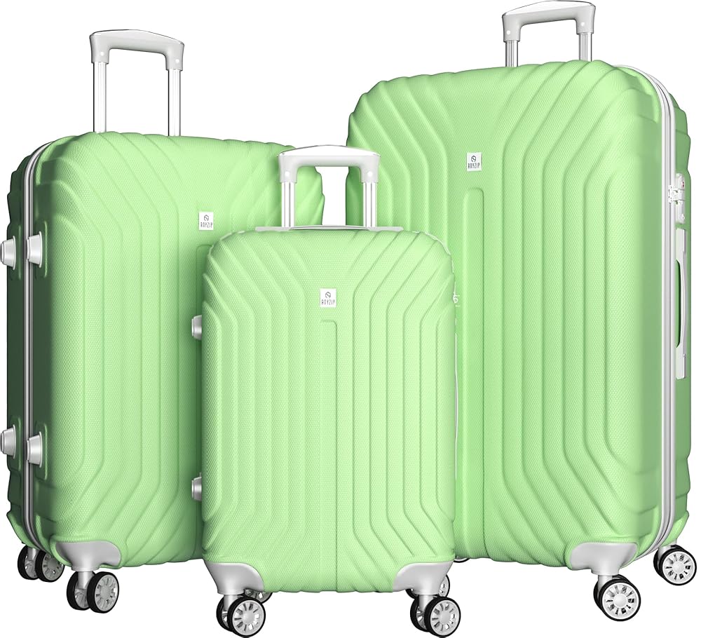 AZMFUN 3PCS Luggage Sets,PC+ABS Hardside Lightweight Suitcase with Silent Universal Wheels