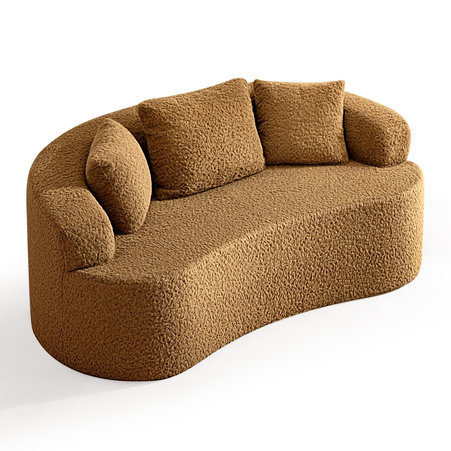 COOLHUT 65" Sofa, High Density Sponges Sofa Couch for Living Room, Modern Comfy Floor Sofa with Teddy Fabric, Couch for Small Space, Bedroom, Apartment, Home Office