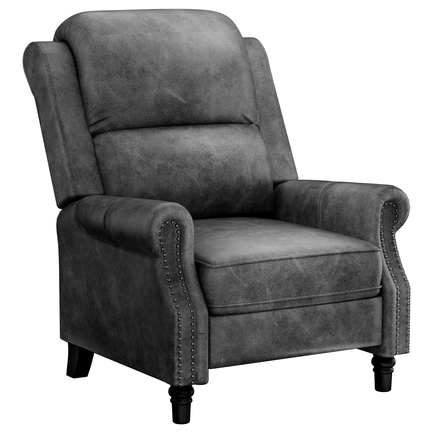 COOLHUT Pushback Recliner Chair Faux Leather Armchair, Mid Century Accent Chair with Rivet Decoration,