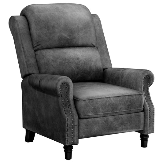 COOLHUT Pushback Recliner Chair Faux Leather Armchair, Mid Century Accent Chair with Rivet Decoration,