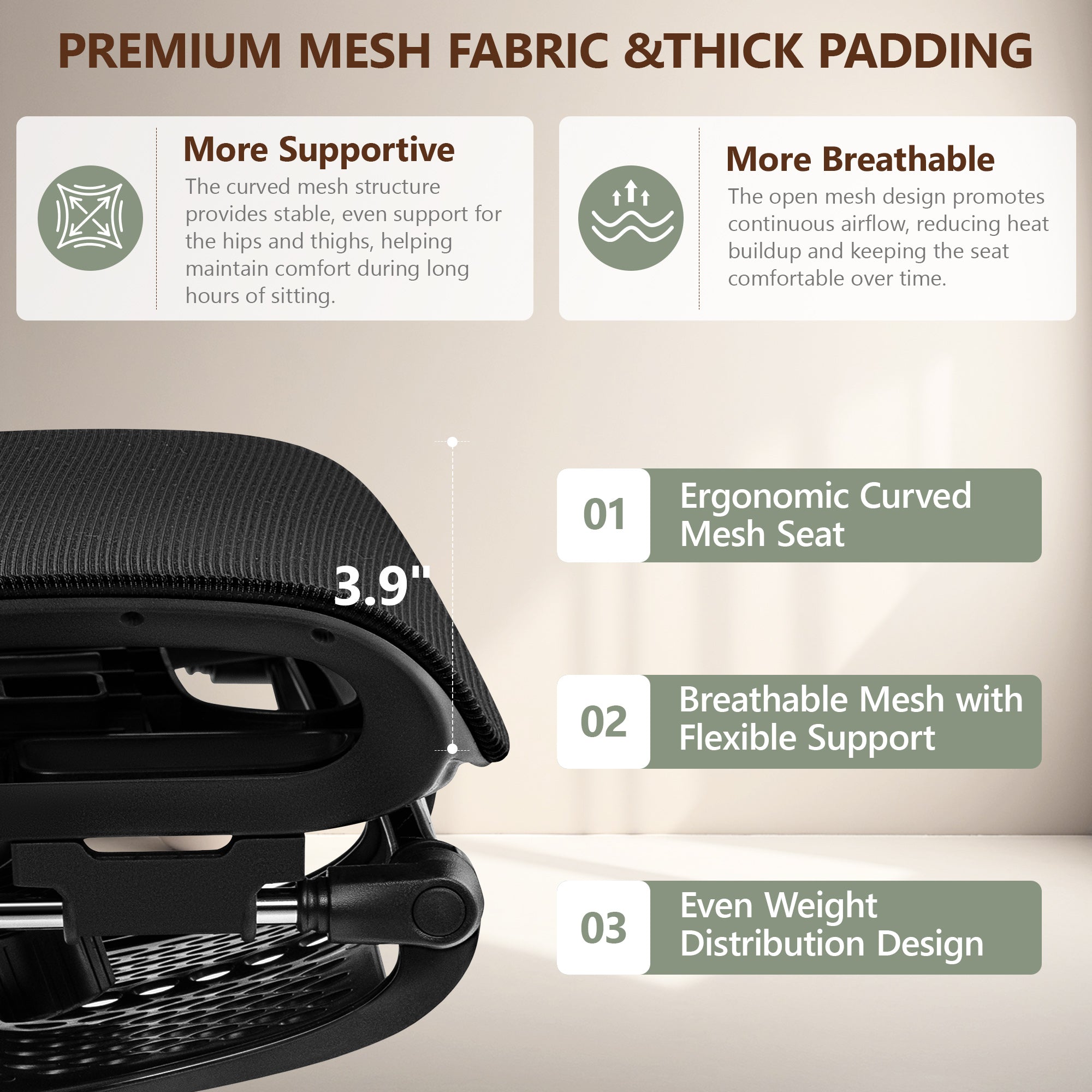 COOLHUT Premium Ergonomic Desk Chair with Footrest 2502