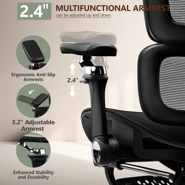 COOLHUT Premium Ergonomic Desk Chair with Footrest 2502