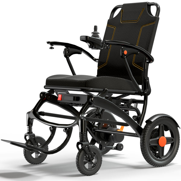 COOLHUT Electric Wheelchair 20+ Miles Travel Range, Ultra-Light Carbon Folding Electric Wheelchair, Motorized Wheelchair with Safety Features, Lithium Battery, Ideal for Seniors & Travel